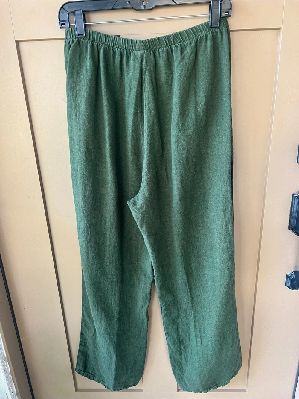 Match Point USA Sz M Olive Green Linen Set Top & Pull-on Pants